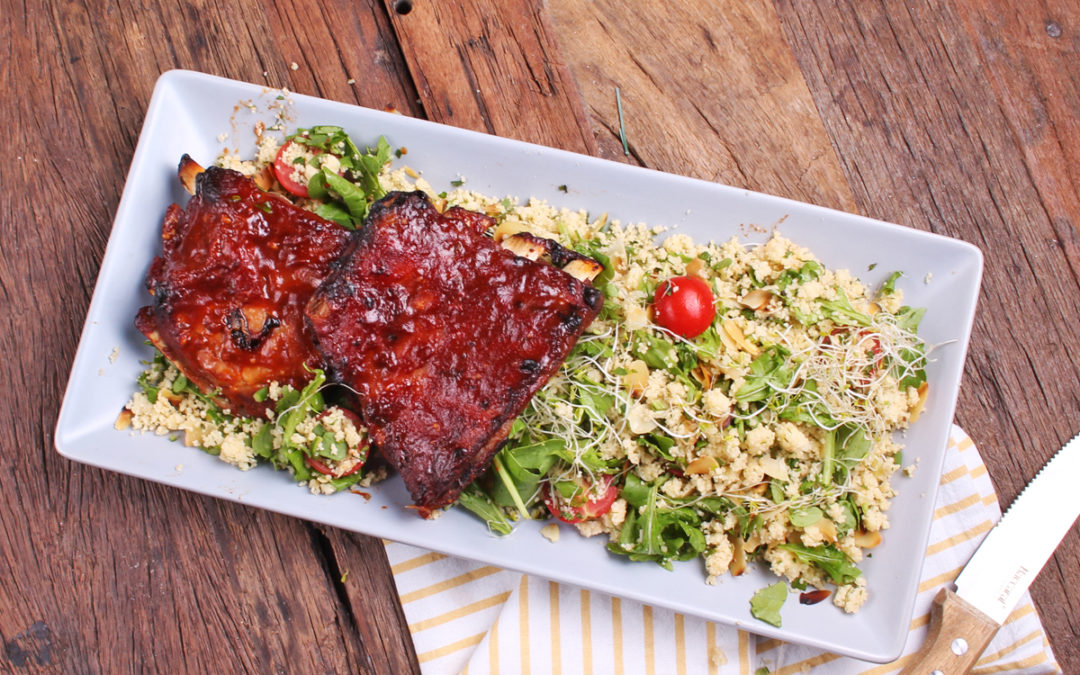 Sweet And Spicy BBQ Pork Ribs With Herbed Cous Cous