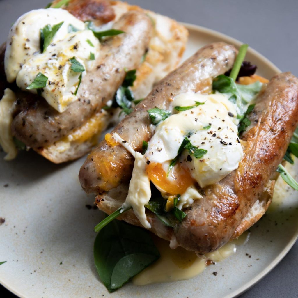 Farmhouse Sausage Eggs Benedict Recipe - Three Aussie Farmers Dan and Steph's Farmhouse Pork Sausage