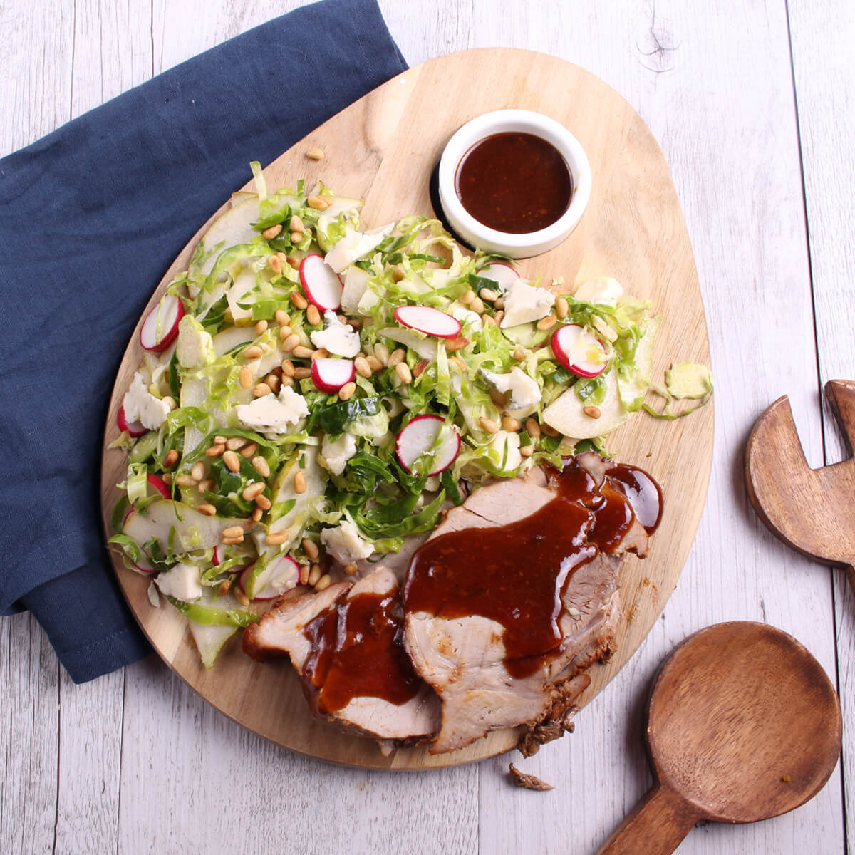Roast with brussels sprout salad- - Forequarter roast