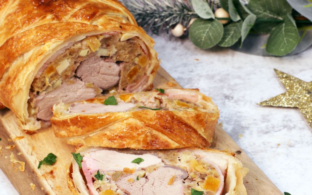 Pork Wellington with Apple and Apricot Stuffing