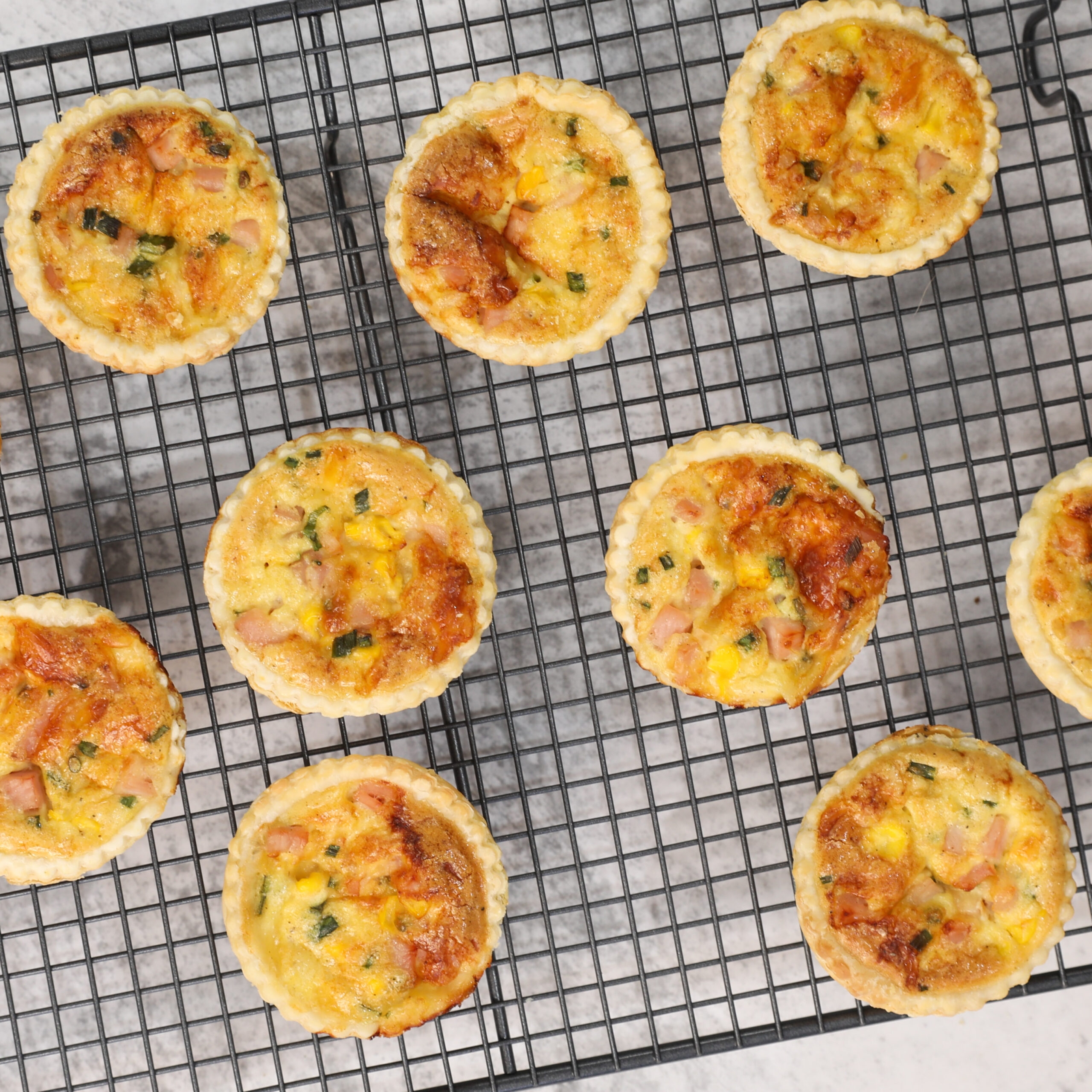 Ham Cheese and Corn Quiches