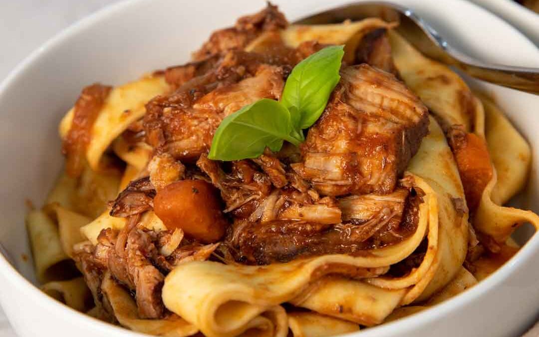 Slow Cooked Red Wine Pork Ragu Pappardelle