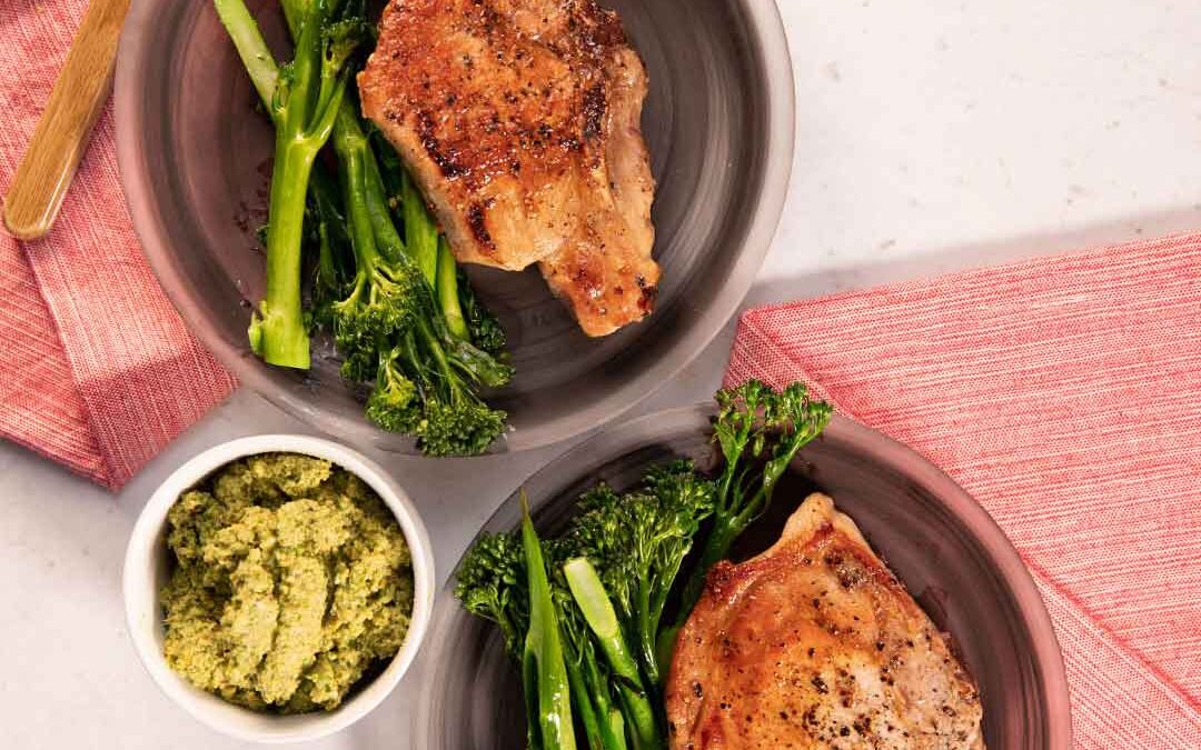 Grilled Pork Chops with Pistachio Salsa