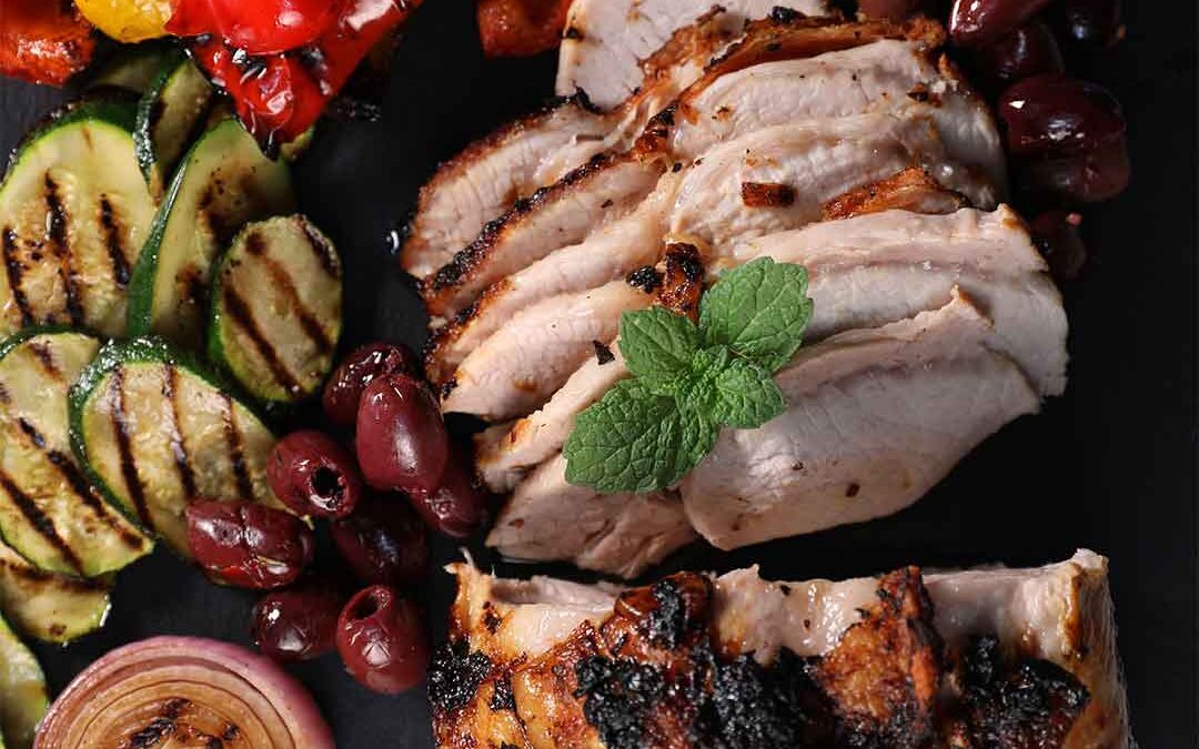Greek Style Pork Loin & Grilled Vegetables Family Platter