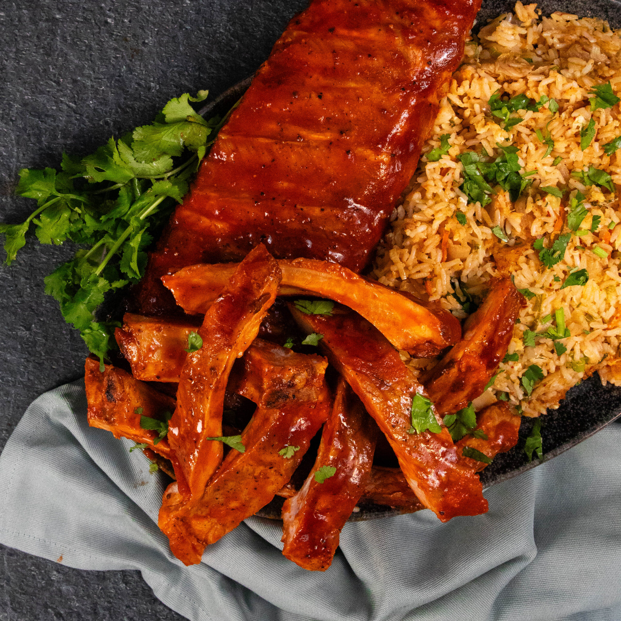 SunPork Fresh Foods - Spicy BBQ Ribs and Kimchi Rice