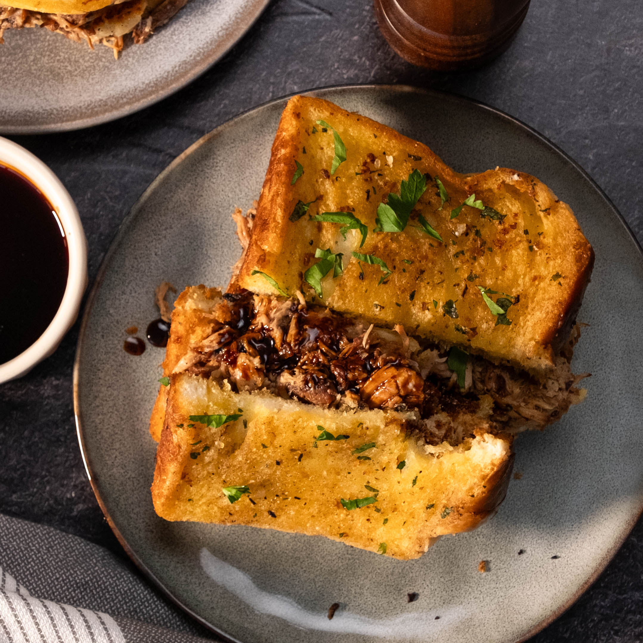 SunPork Fresh Foods - Brown Sugar Balsamic Pulled Pork Texas Toast Sandwiches